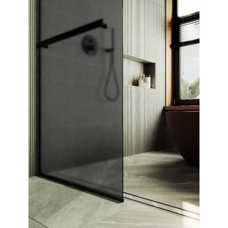 Душевая перегородка Maybahglass (Майбахгласс) в узком профиле 1950х690 мм, Стекло 8 мм Графит матовый +Полотенцедержатель MGD-724-6у