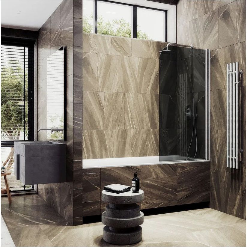 Шторка для ванны поворотная на монопетле Maybahglass (Майбахгласс) 1400х700 мм, стекло 8 мм Графит MGV-629-5