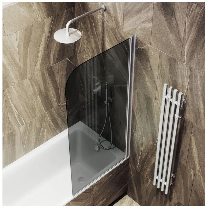 Шторка для ванны поворотная на монопетле Maybahglass (Майбахгласс) 1400х900 мм, стекло 8 мм Графит MGV-642-5