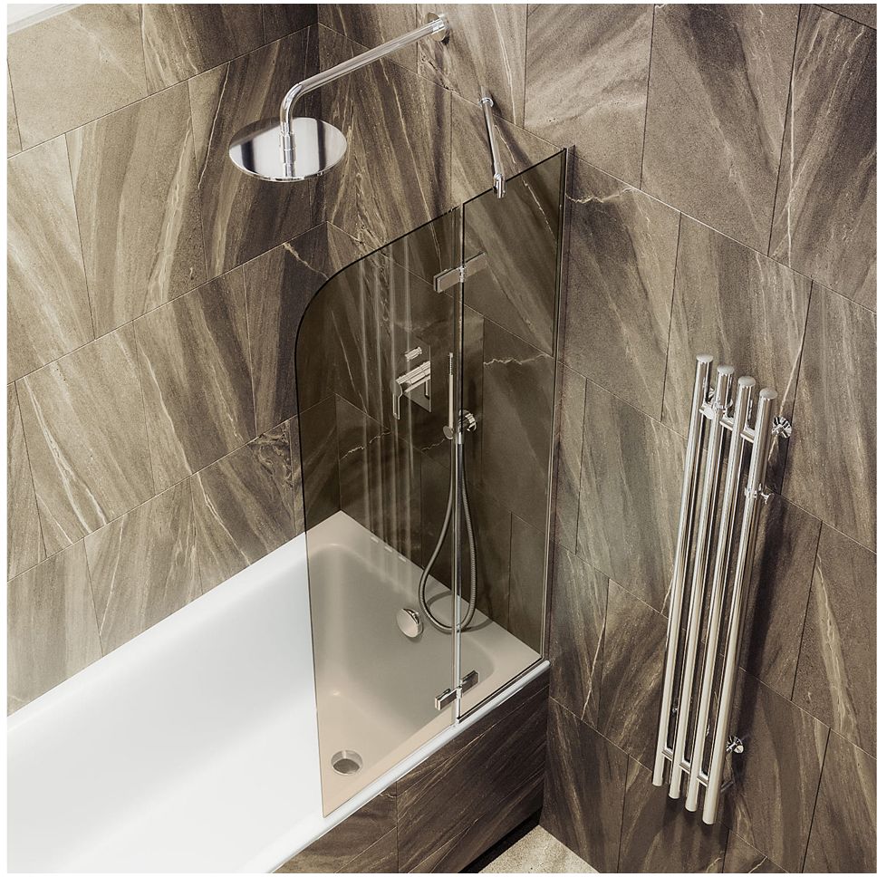 Шторка для ванны поворотная с добором Maybahglass (Майбахгласс) 1400х990 мм, стекло 6 мм Бронза MGV-916-4