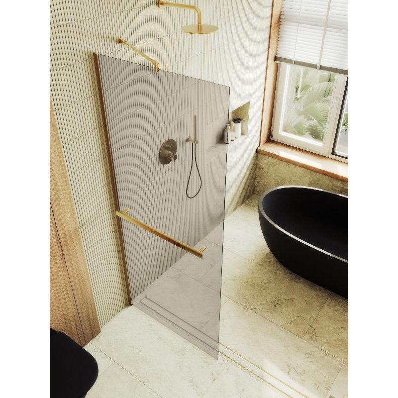 Душевая перегородка Maybahglass (Майбахгласс) в широком профиле 1950х690 мм, Стекло 8 мм Бронза +Полотенцедержатель MGD-721-3ш