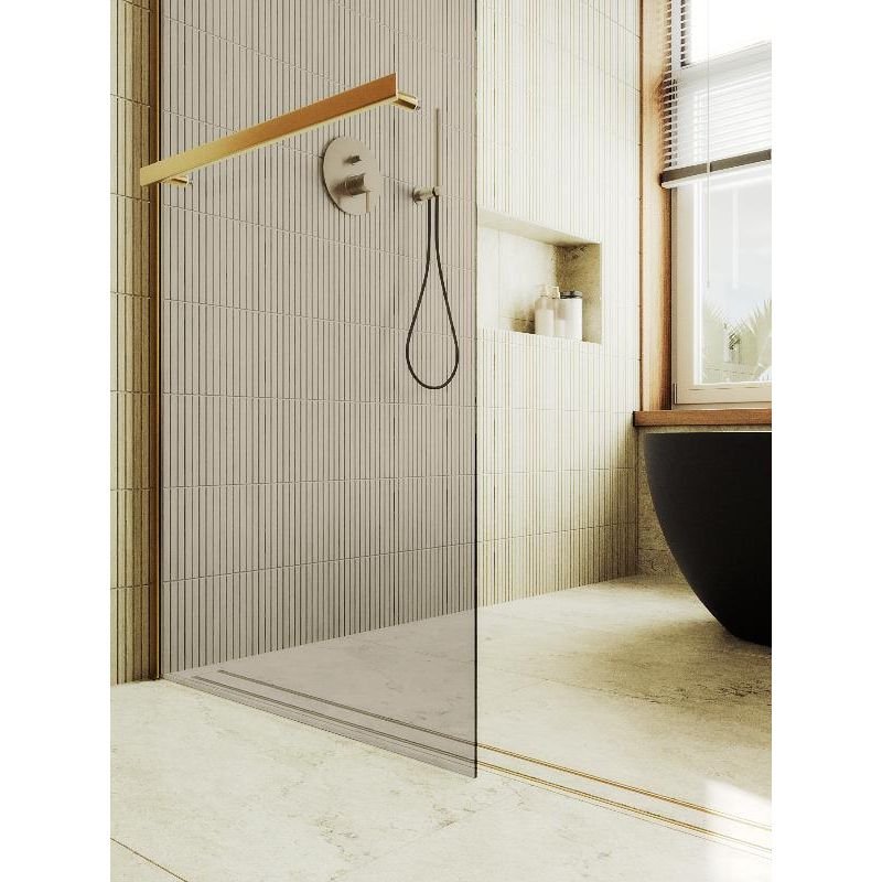 Душевая перегородка Maybahglass (Майбахгласс) в широком профиле 1950х690 мм, Стекло 8 мм Бронза +Полотенцедержатель MGD-721-3ш