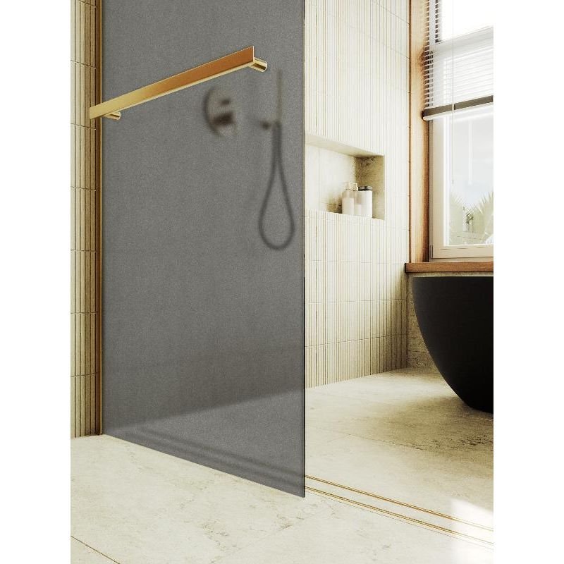 Душевая перегородка Maybahglass (Майбахгласс) в широком профиле 1950х690 мм, Стекло 8 мм Графит матовый +Полотенцедержатель MGD-724-3ш