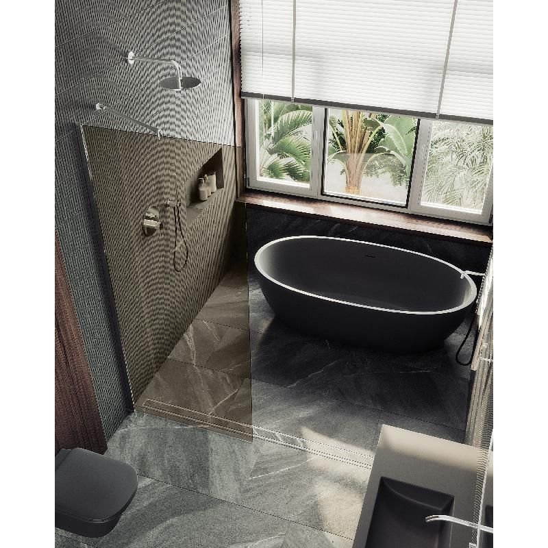 Душевая перегородка Maybahglass (Майбахгласс) в широком профиле 1950х1090 мм, Стекло 8 мм Бронза MGD-678-5ш