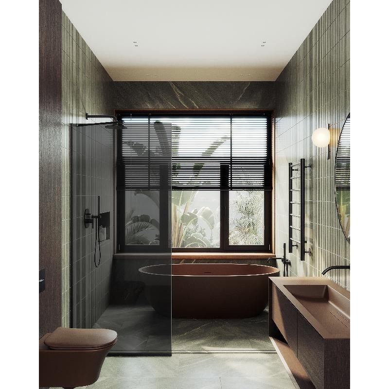 Душевая перегородка Maybahglass (Майбахгласс) в узком профиле 1950х1090 мм, Стекло 8 мм Графит MGD-681-6у