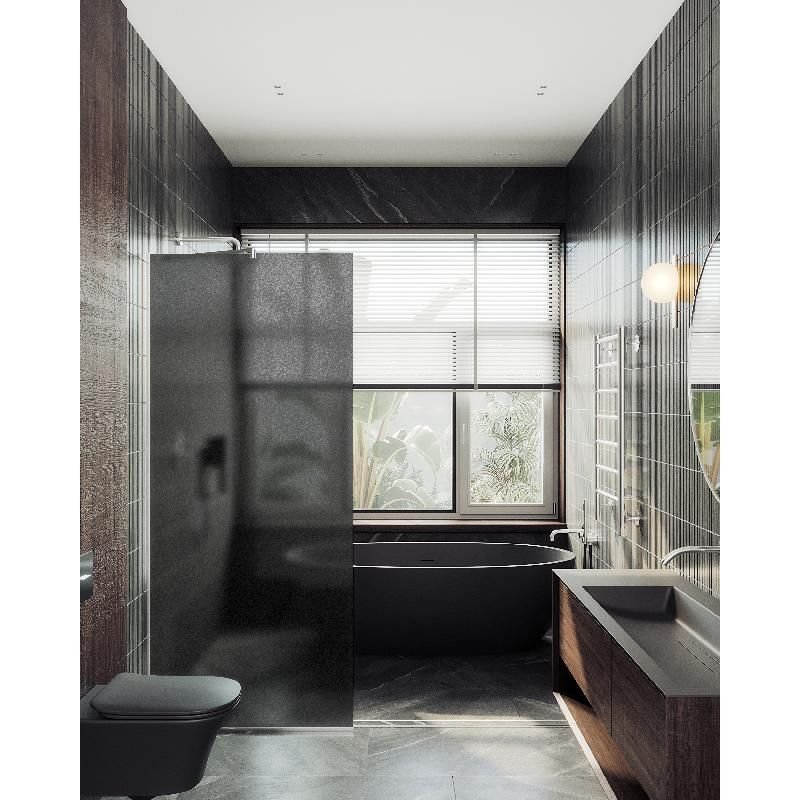 Душевая перегородка Maybahglass (Майбахгласс) в узком профиле 1950х1090 мм, Стекло 8 мм Графит матовый MGD-682-5у