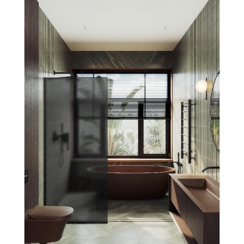 Душевая перегородка Maybahglass (Майбахгласс) в узком профиле 1950х1090 мм, Стекло 8 мм Графит матовый MGD-682-6у