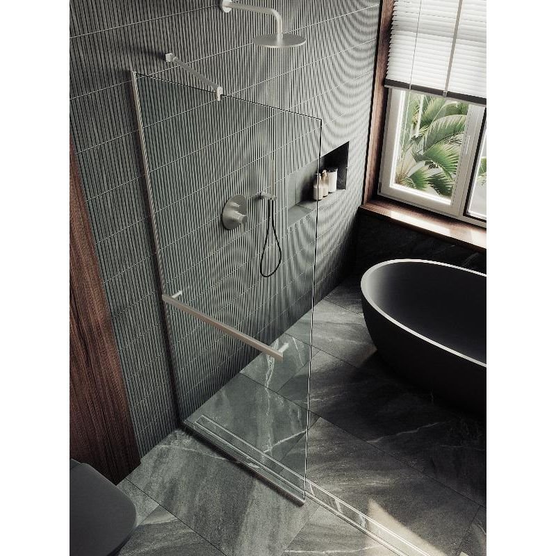 Душевая перегородка Maybahglass (Майбахгласс) в узком профиле 1950х1090 мм, Стекло 8 мм Бесцветное +Полотенцедержатель MGD-708-5у