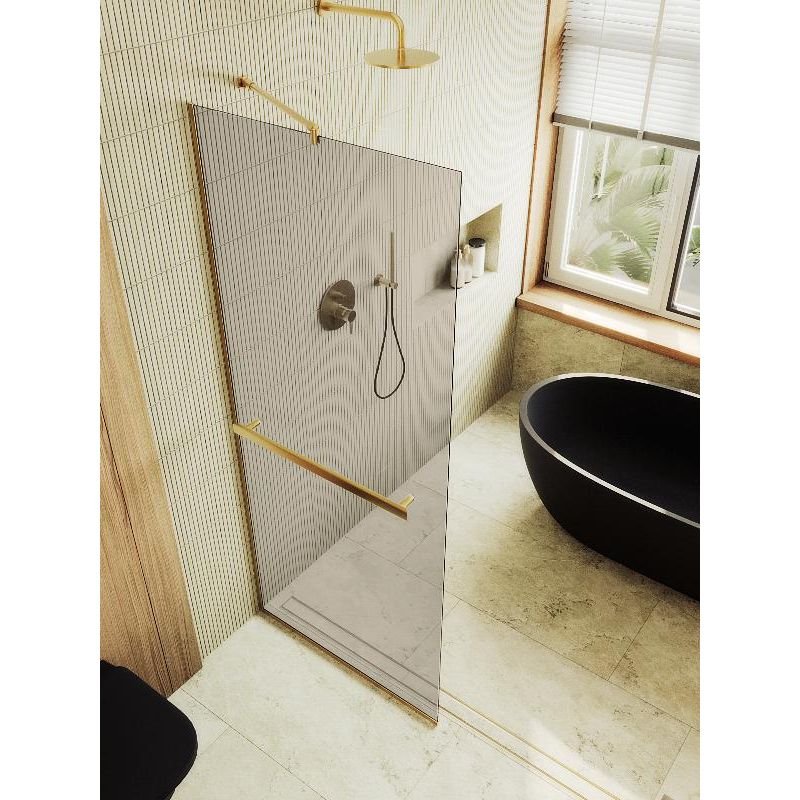 Душевая перегородка Maybahglass (Майбахгласс) в узком профиле 1950х1090 мм, Стекло 8 мм Бронза +Полотенцедержатель MGD-709-3у