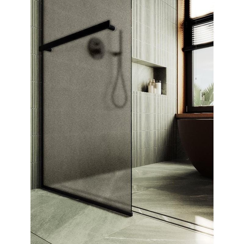 Душевая перегородка Maybahglass (Майбахгласс) в узком профиле 1950х1090 мм, Стекло 8 мм Бронза матовая +Полотенцедержатель MGD-710-6у