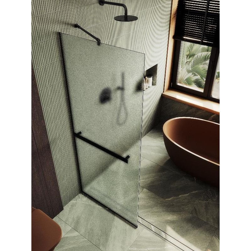 Душевая перегородка Maybahglass (Майбахгласс) в узком профиле 1950х1090 мм, Стекло 8 мм Сатин +Полотенцедержатель MGD-713-6у