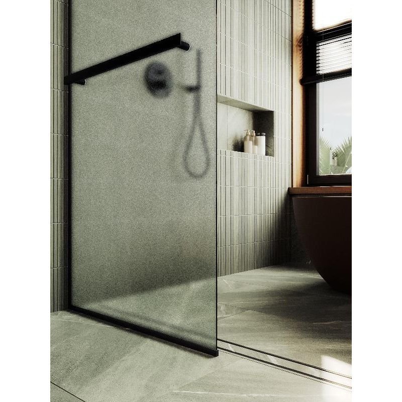 Душевая перегородка Maybahglass (Майбахгласс) в узком профиле 1950х1090 мм, Стекло 8 мм Сатин +Полотенцедержатель MGD-713-6у