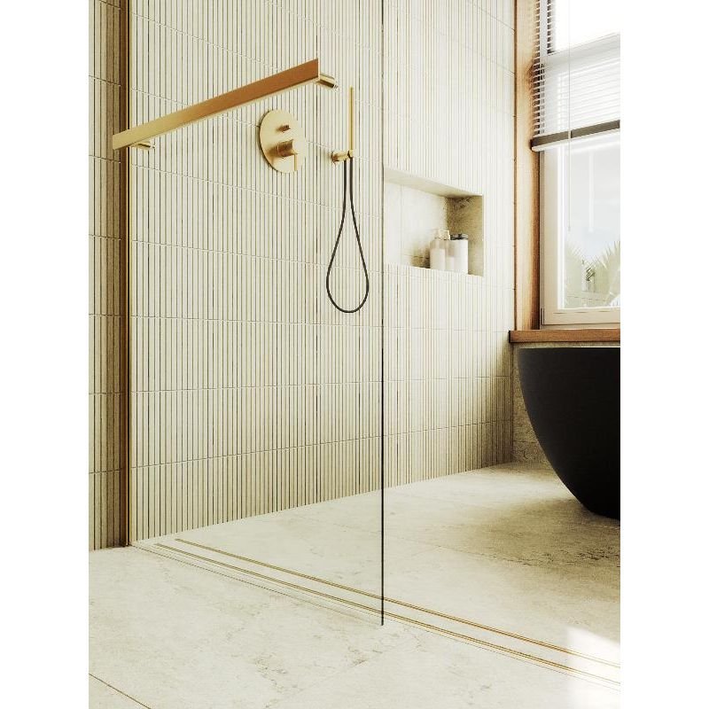 Душевая перегородка Maybahglass (Майбахгласс) в широком профиле 1950х1090 мм, Стекло 8 мм Бесцветное +Полотенцедержатель MGD-708-3ш