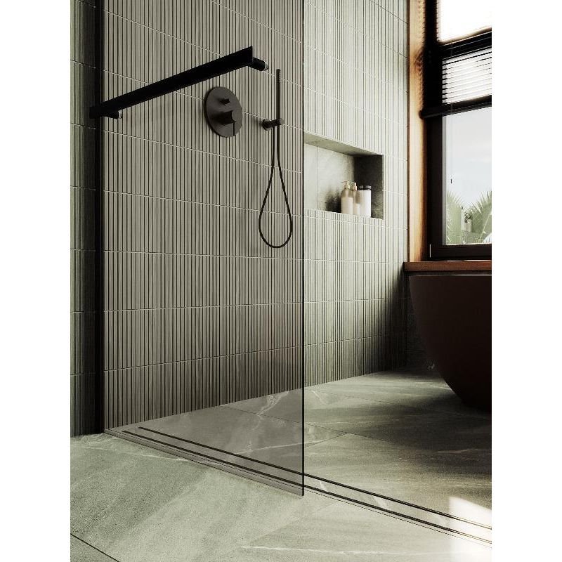 Душевая перегородка Maybahglass (Майбахгласс) в широком профиле 1950х1090 мм, Стекло 8 мм Бронза +Полотенцедержатель MGD-709-6ш