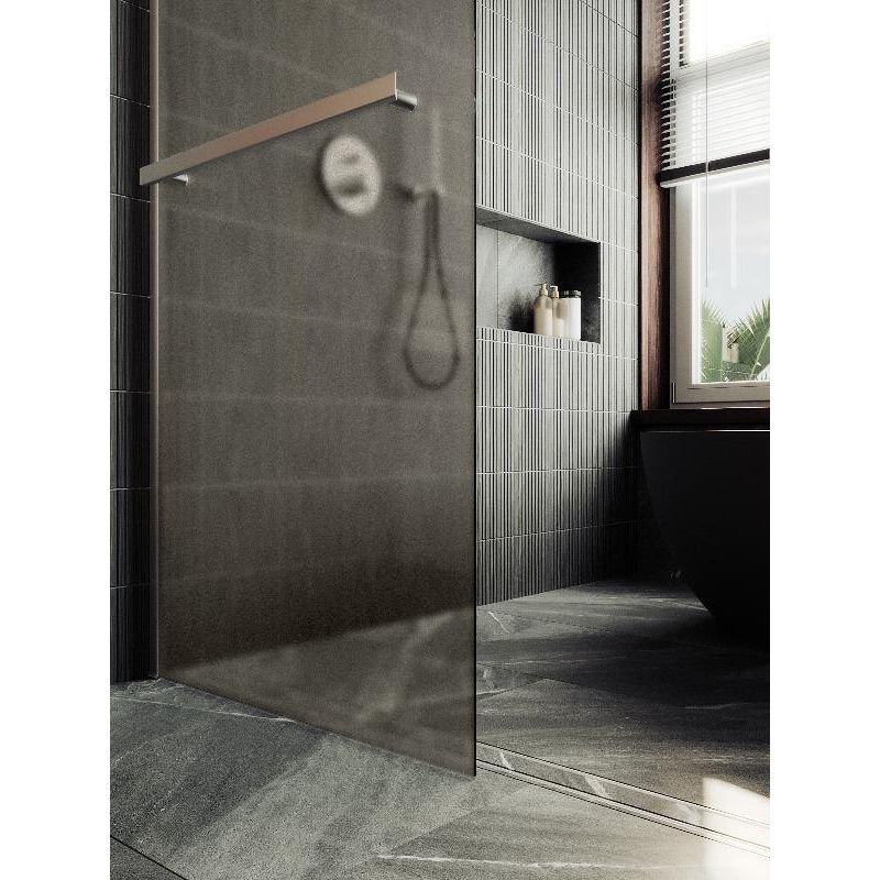 Душевая перегородка Maybahglass (Майбахгласс) в широком профиле 1950х1090 мм, Стекло 8 мм Бронза матовая +Полотенцедержатель MGD-710-5ш