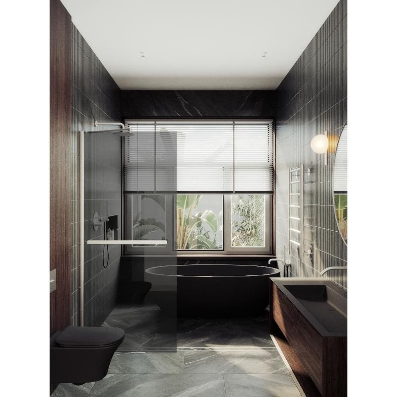 Душевая перегородка Maybahglass (Майбахгласс) в широком профиле 1950х1090 мм, Стекло 8 мм Графит +Полотенцедержатель MGD-711-5ш