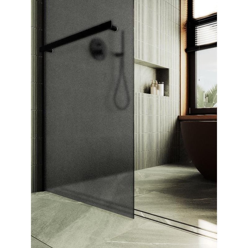 Душевая перегородка Maybahglass (Майбахгласс) в широком профиле 1950х1090 мм, Стекло 8 мм Графит матовый +Полотенцедержатель MGD-712-6ш