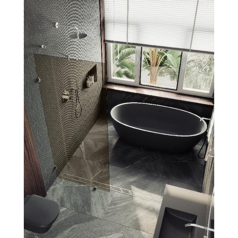 Душевая перегородка Maybahglass (Майбахгласс) коннектор стена-стекло 1950х790 мм, Стекло 8 мм Бронза MGD-262-4