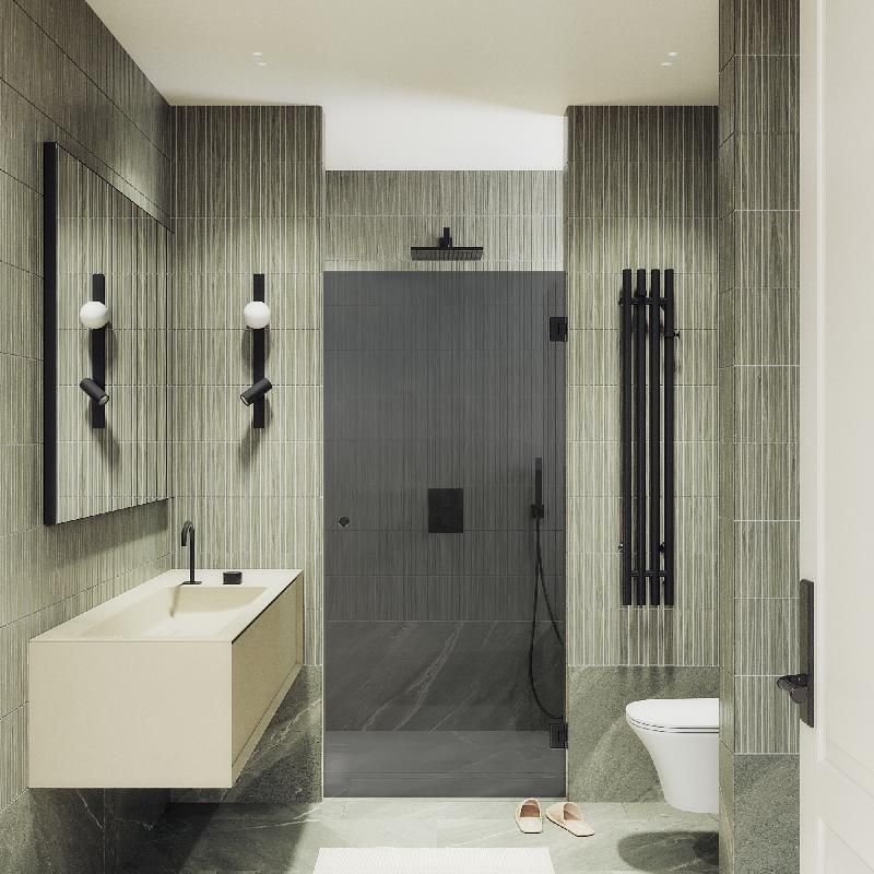 Душевая дверь Maybahglass (Майбахгласс) на петлях 1950х905 мм, Стекло 8 мм Графит MGD-529-6