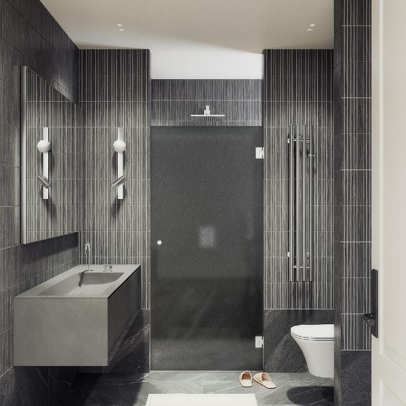 Душевая дверь Maybahglass (Майбахгласс) на петлях 1950х905 мм, Стекло 8 мм Графит матовый MGD-528-4