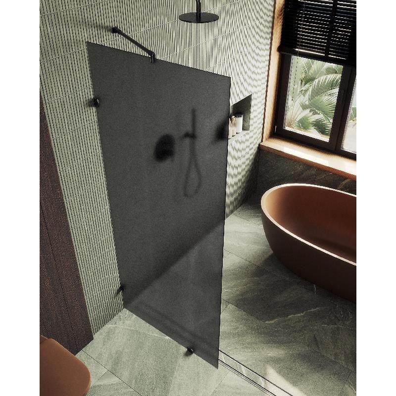 Душевая перегородка Maybahglass (Майбахгласс) коннектор стена-стекло 1950х790 мм, Стекло 8 мм Графит матовый MGD-271-6