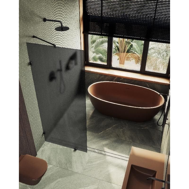 Душевая перегородка Maybahglass (Майбахгласс) коннектор стена-стекло 1950х790 мм, Стекло 8 мм Графит матовый MGD-271-6