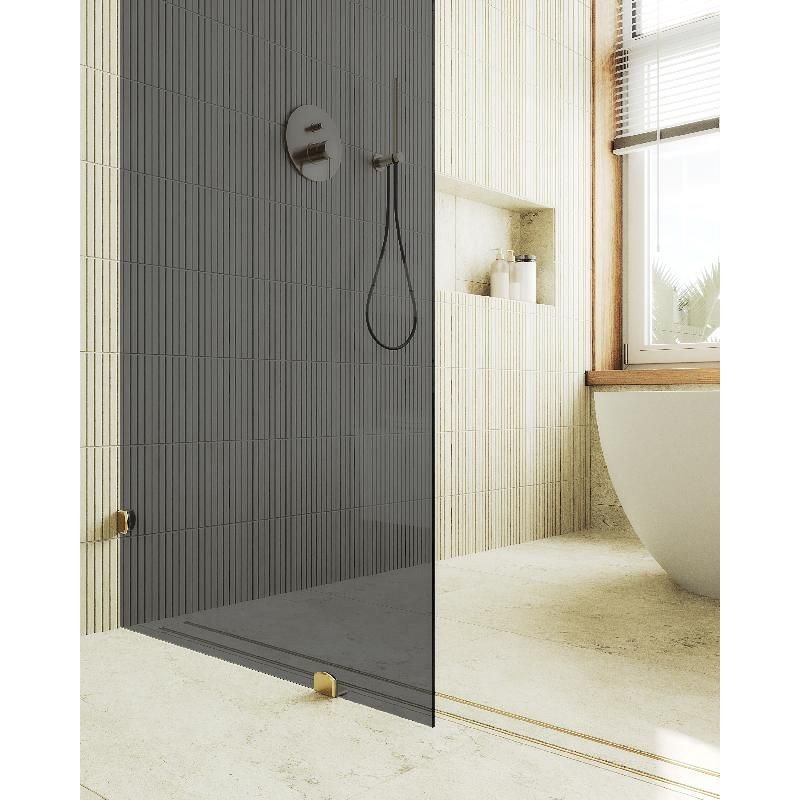 Душевая перегородка Maybahglass (Майбахгласс) коннектор стена-стекло 1950х790 мм, Стекло 8 мм Графит MGD-274-3