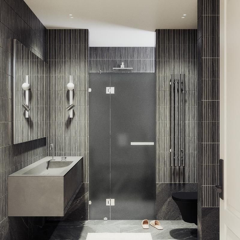 Душевая дверь Maybahglass (Майбахгласс) с добором на петлях 1950х1200 мм, Стекло 8 мм Графит матовый MGD-500-4