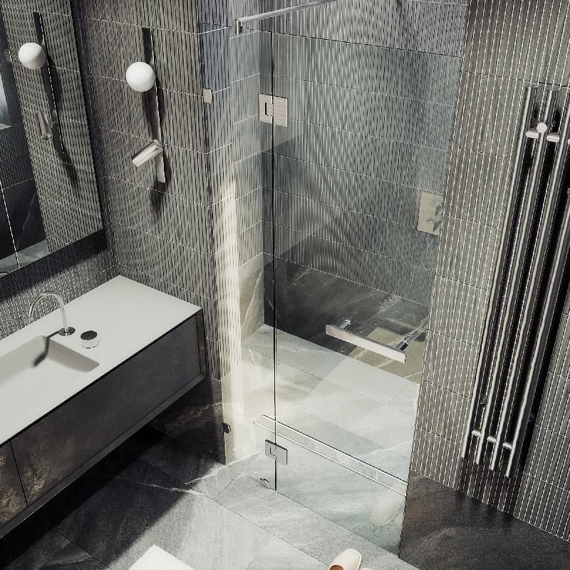 Душевая дверь Maybahglass (Майбахгласс) с добором на петлях 1950х900 мм, Стекло 8 мм Бесцветное MGD-488-4