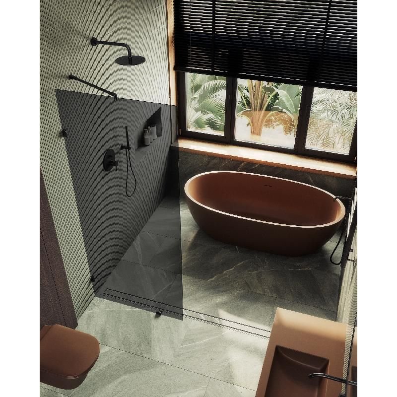 Душевая перегородка Maybahglass (Майбахгласс) коннектор стена-стекло 1950х790 мм, Стекло 8 мм Графит MGD-274-6