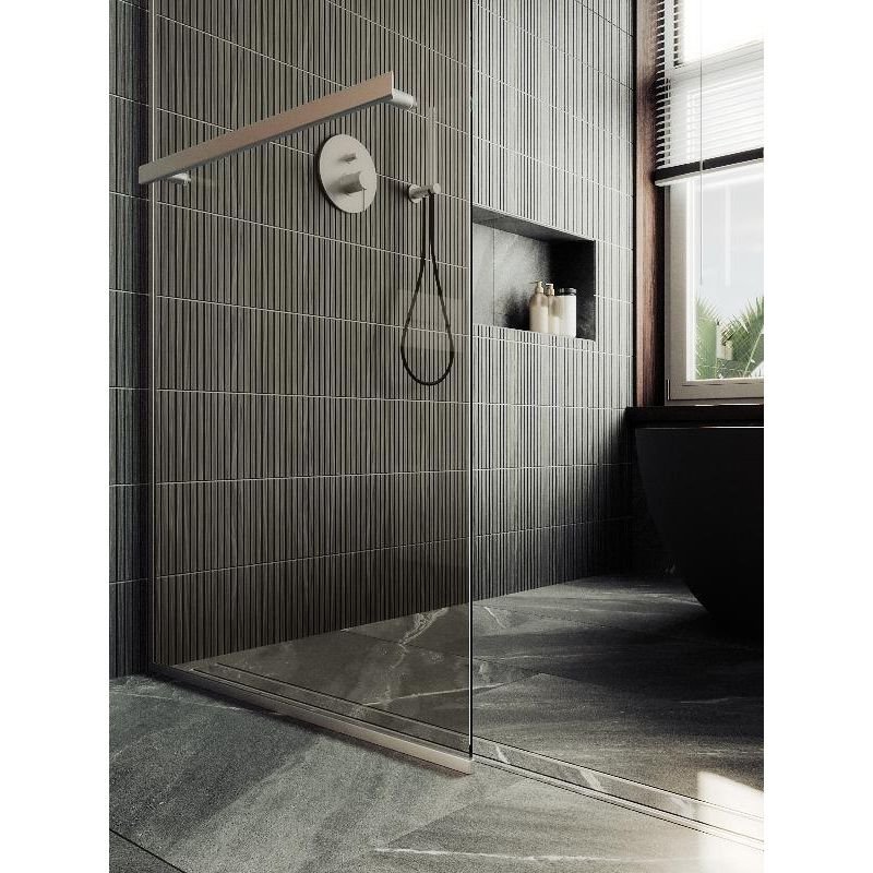 Душевая перегородка Maybahglass (Майбахгласс) в узком профиле 1950х790 мм, Стекло 8 мм Бронза +Полотенцедержатель MGD-727-5у