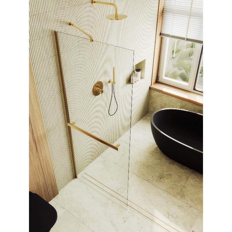 Душевая перегородка Maybahglass (Майбахгласс) в широком профиле 1950х790 мм, Стекло 8 мм Бесцветное +Полотенцедержатель MGD-726-3ш