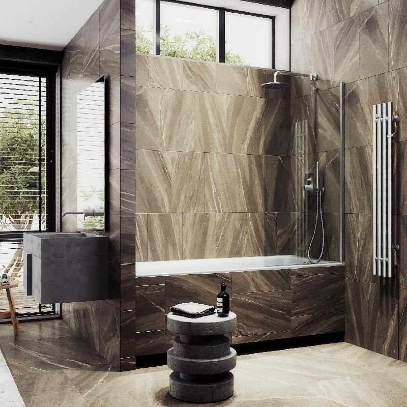 Шторка для ванны Maybahglass (Майбахгласс) в широком профиле 1400х600 мм, стекло Бронза , профиль Хром матовый MGV-59-5ш