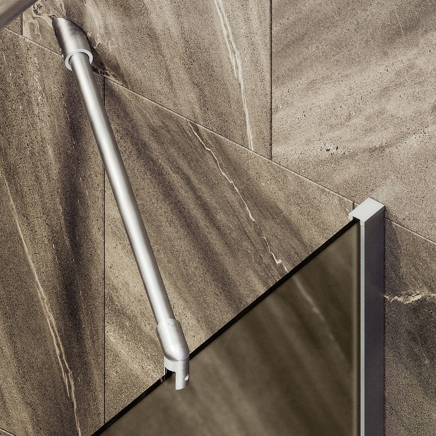 Шторка для ванны Maybahglass (Майбахгласс) в широком профиле 1400х600 мм, стекло Бронза матовая , профиль Хром матовый MGV-74-5ш