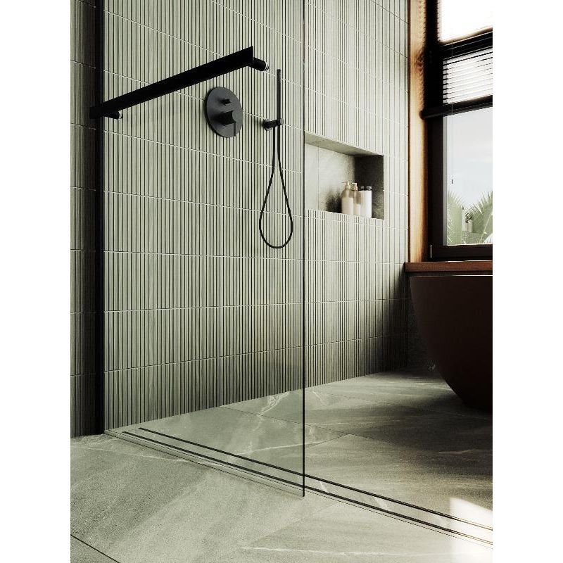 Душевая перегородка Maybahglass (Майбахгласс) в широком профиле 1950х790 мм, Стекло 8 мм Бесцветное +Полотенцедержатель MGD-726-6ш