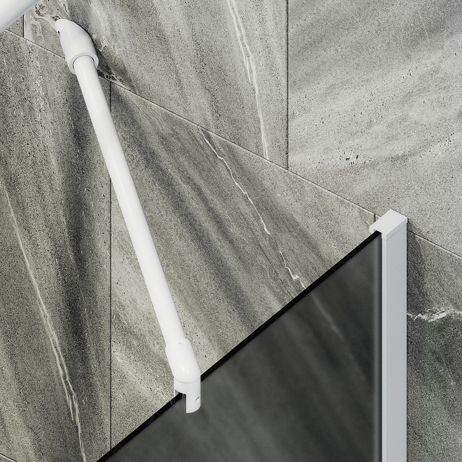 Шторка для ванны Maybahglass (Майбахгласс) в широком профиле 1400х700 мм, стекло Графит матовый , профиль Белый MGV-87-1ш