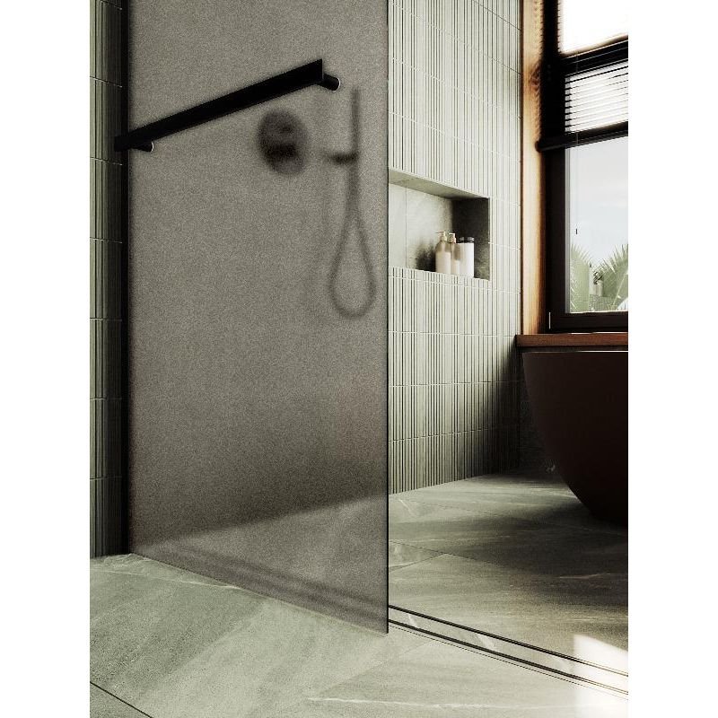 Душевая перегородка Maybahglass (Майбахгласс) в широком профиле 1950х790 мм, Стекло 8 мм Бронза матовая +Полотенцедержатель MGD-728-6ш