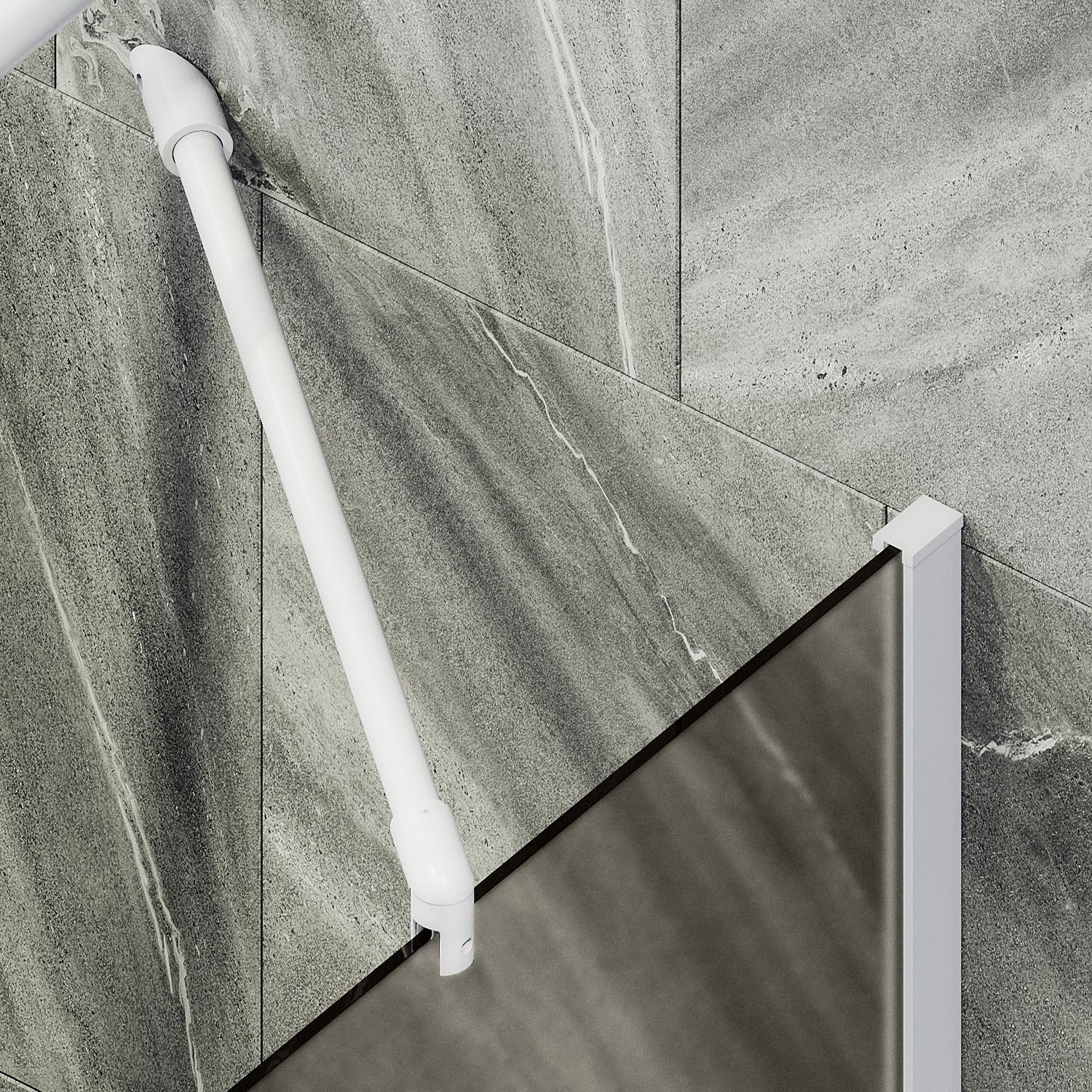 Шторка для ванны Maybahglass (Майбахгласс) в широком профиле 1400х900 мм, стекло Бронза матовая , профиль Белый MGV-77-1ш