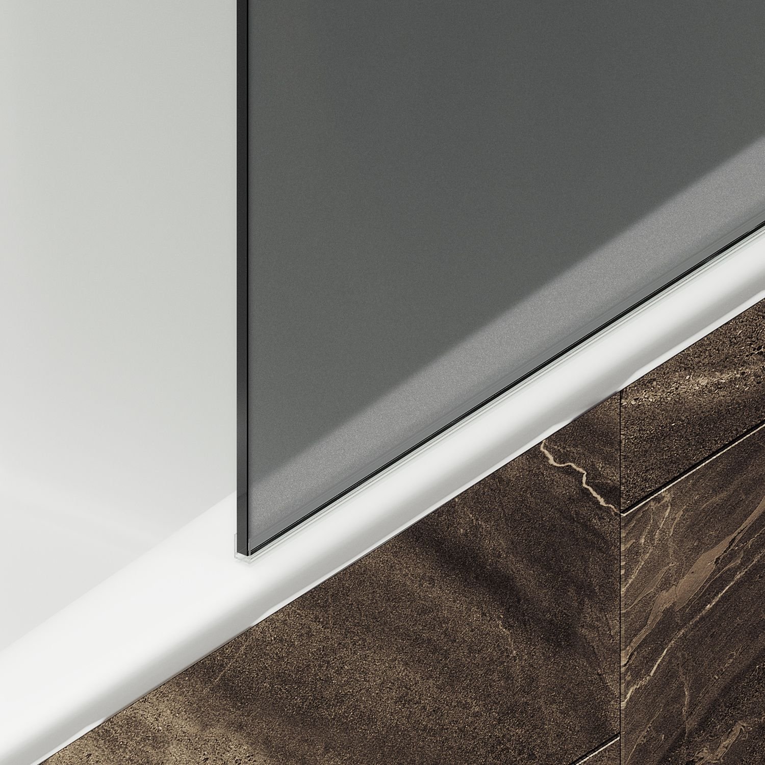 Шторка для ванны Maybahglass (Майбахгласс) в широком профиле 1400х900 мм, стекло Графит матовый , профиль Хром матовый MGV-89-5ш