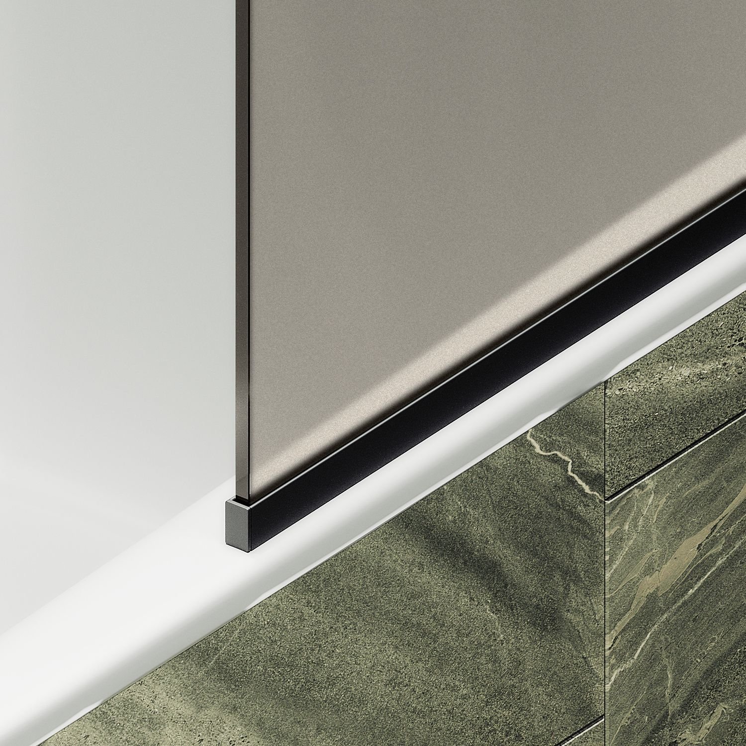 Шторка для ванны в узком профиле Maybahglass (Майбахгласс) 1400х440 мм, стекло Бронза матовая , профиль Черный MGV-136-6у