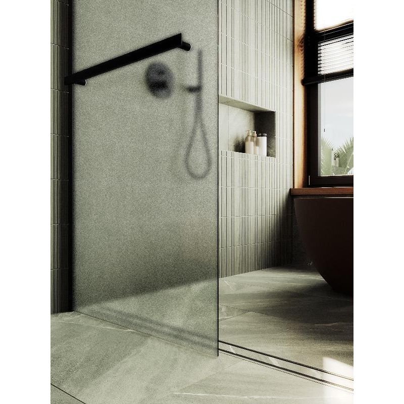 Душевая перегородка Maybahglass (Майбахгласс) в широком профиле 1950х790 мм, Стекло 8 мм Сатин +Полотенцедержатель MGD-731-6ш