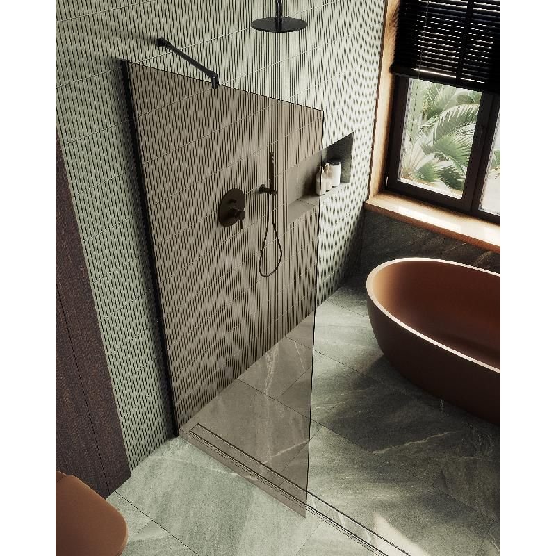 Душевая перегородка Maybahglass (Майбахгласс) в широком профиле 1950х890 мм, Стекло 8 мм Бронза MGD-691-6ш