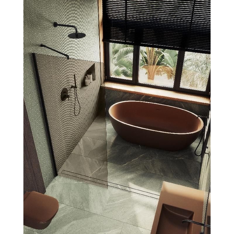 Душевая перегородка Maybahglass (Майбахгласс) в широком профиле 1950х890 мм, Стекло 8 мм Бронза MGD-691-6ш