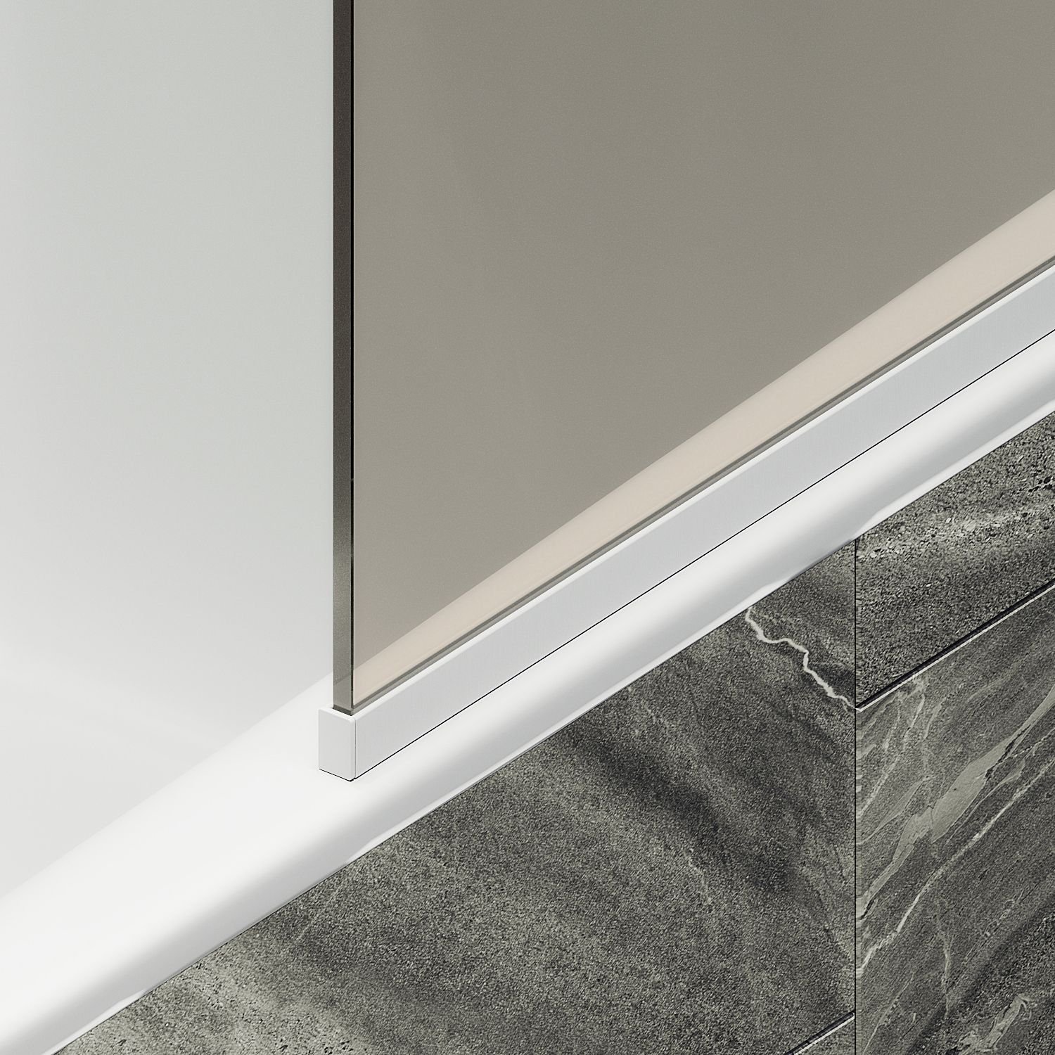 Шторка для ванны в узком профиле Maybahglass (Майбахгласс) 1400х300 мм, стекло Бронза , профиль Белый MGV-250-1у