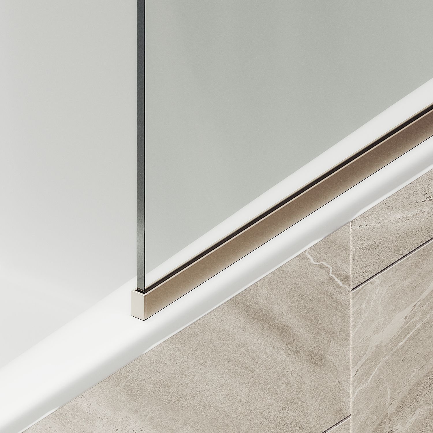 Шторка для ванны в узком профиле Maybahglass (Майбахгласс) 1400х300 мм, стекло Бесцветное , профиль Бронза MGV-248-2у