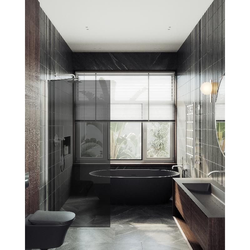 Душевая перегородка Maybahglass (Майбахгласс) в широком профиле 1950х890 мм, Стекло 8 мм Графит MGD-693-5ш