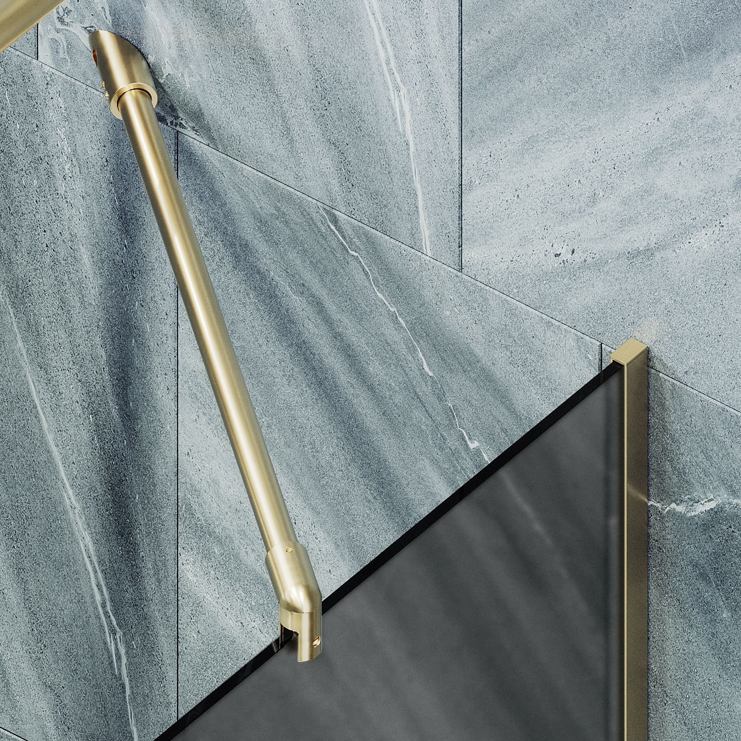 Шторка для ванны в узком профиле Maybahglass (Майбахгласс) 1400х400 мм, стекло Графит матовый , профиль Золото MGV-84-3у