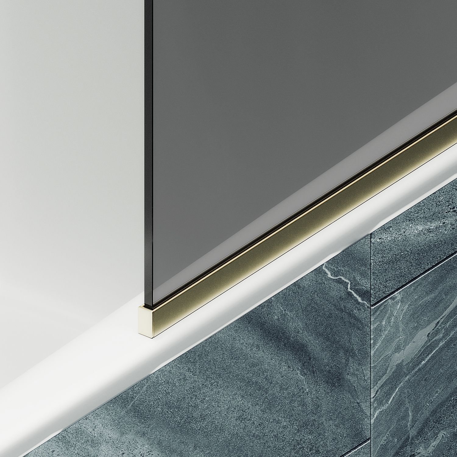 Шторка для ванны в узком профиле Maybahglass (Майбахгласс) 1400х500 мм, стекло Графит , профиль Золото MGV-79-3у