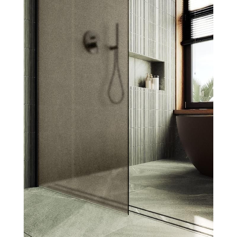 Душевая перегородка Maybahglass (Майбахгласс) в широком профиле 1950х790 мм, Стекло 8 мм Бронза матовая MGD-697-6ш