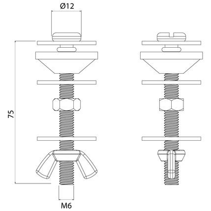Комплект крепления бачка к унитазу Iddis (Иддис), металл, 2 шт, M6x75, 907M6752SK